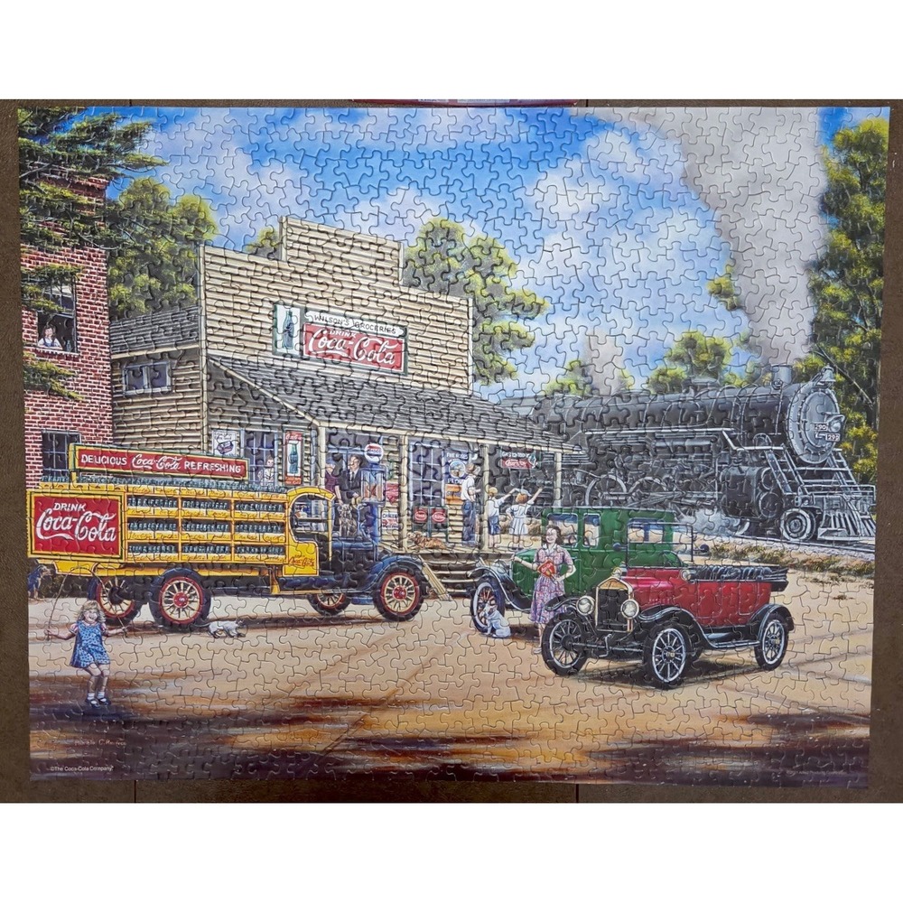 ALL ABOARD Coca-Cola 1000 Piece Jigsaw Puzzle MAJESTIC Coke Train COMPLETE - Picture 2 of 14